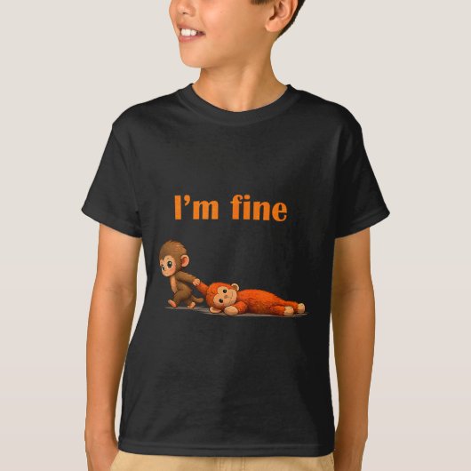 Punch de aap knuffelend met knuffeldier meme t-shirt (Voorkant)