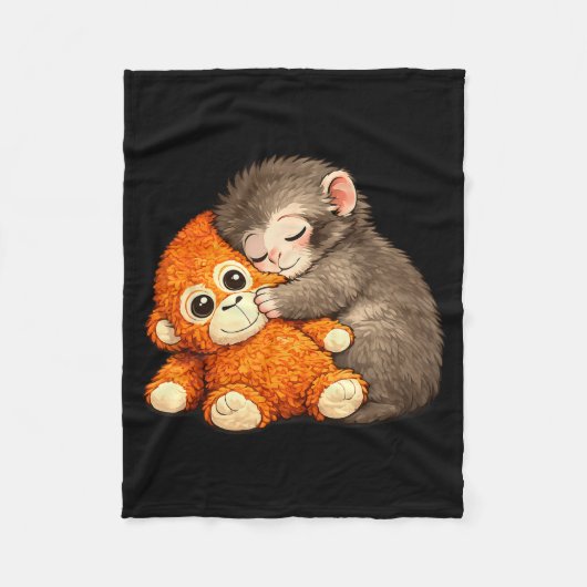 Punch de aap knuffelende knuffel dier meme fleece deken (Voorkant)