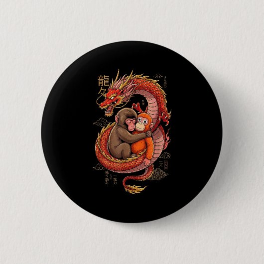 Punch de aap knuffelende knuffel meme ronde button 5,7 cm (Voorkant)