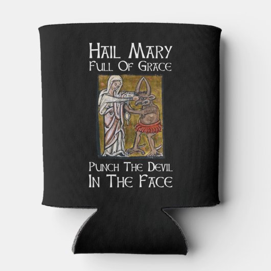 Punch de duivel in het gezicht! blikjeskoeler (Achterkant)