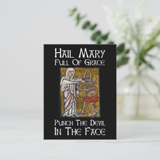 Punch de duivel in het gezicht! briefkaart (Staand voorkant)