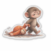 Punch de geredde aap en zijn beste vriend pop St Sticker (Voorkant)