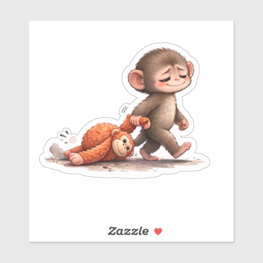 Punch de geredde aap en zijn beste vriend pop St Sticker (Vel)