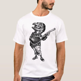 Punch die luchtgitaar speelt op een tennisracket t-shirt