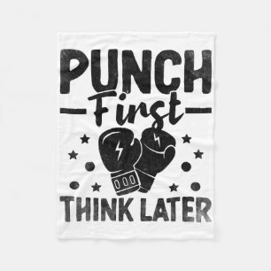 Punch Eerst Denk Later Boxer Sporten Kracht Atleet Fleece Deken