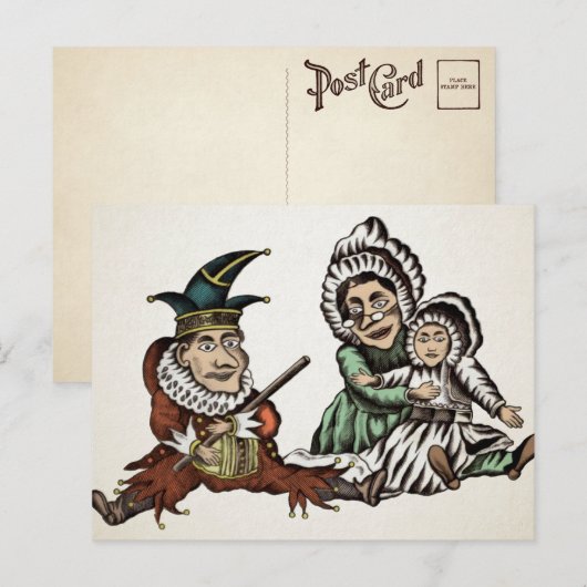 Punch en Judy en Baby Briefkaart (Voorkant / Achterkant)