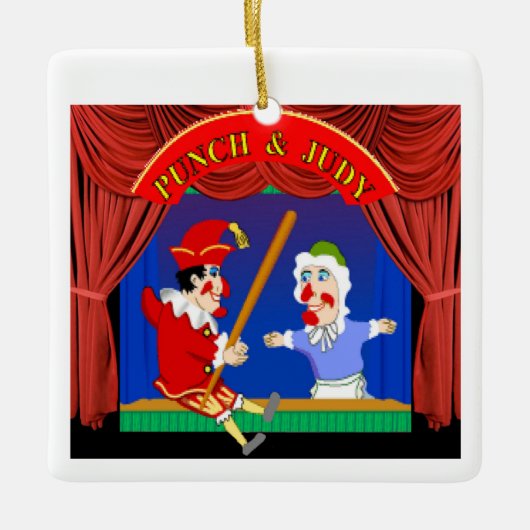 Punch en Judy Keramisch Ornament (Voorkant)