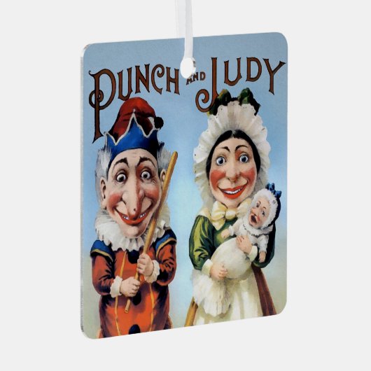 Punch en Judy kerstversiering Metalen Ornament (Voorkant Rechts)