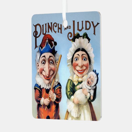 Punch en Judy kerstversiering Metalen Ornament (Voorkant links)