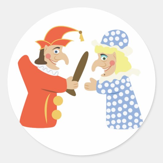Punch en Judy Ronde Sticker (Voorkant)