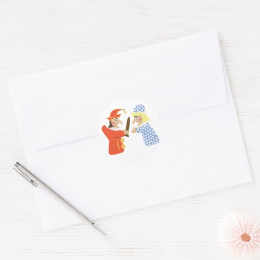 Punch en Judy Ronde Sticker (Envelop)