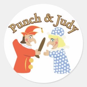 Punch en Judy Ronde Sticker
