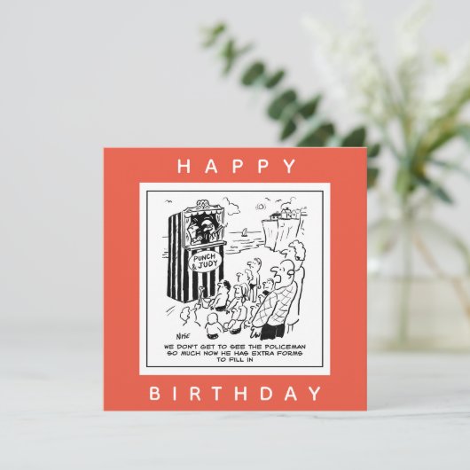 Punch en Judy show op het strand cartoon Kaart (Staand voorkant)