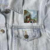 Punch en Judy Vierkante Button 5,1 Cm (In situ)