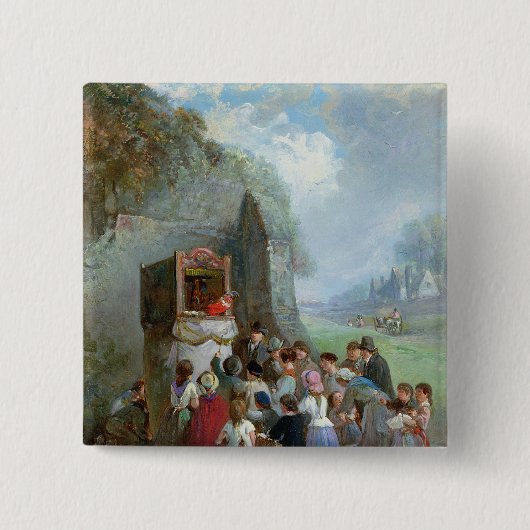 Punch en Judy Vierkante Button 5,1 Cm (Voorkant)