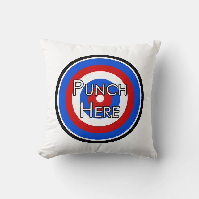 "Punch here" Pillow Kussen (Voorkant)