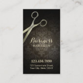 Punch Kaart | Anitique Scissor Damask Hair Salon Klantenkaartje (Voorkant)