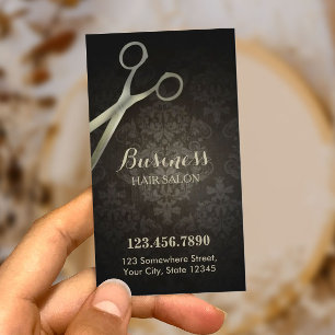 Punch Kaart   Anitique Scissor Damask Hair Salon Klantenkaartje
