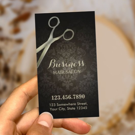 Punch Kaart | Anitique Scissor Damask Hair Salon Klantenkaartje