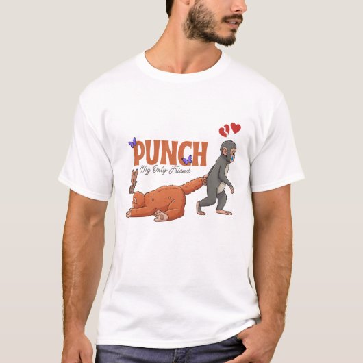 ‏Punch‑kun & Plush Monkey – Kawaii for Kids T-shirt (Voorkant)