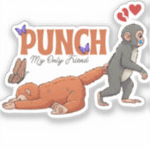 Punch‑kun & Plush Monkey – Kawaii voor Kinderen Sticker (Voorkant)