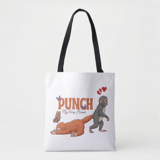 Punch‑kun & Plush Monkey – Kawaii voor Kinderen Tote Bag (Voorkant)
