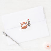 Punch‑kun & Plush Monkey – Kawaii voor Kinderen Vierkante Sticker (Envelop)