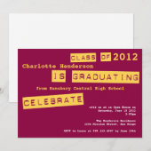 Punch label red afstuderen class van uitnodiging (Voorkant / Achterkant)