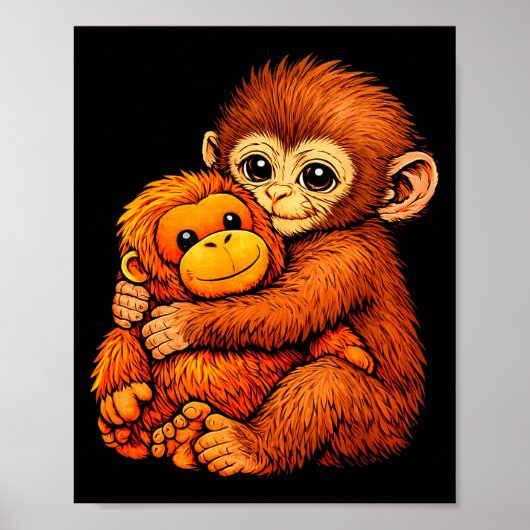 Punch monkey cute baby funny animal poster (Voorkant)