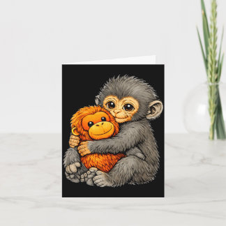 Punch monkey funny cute baby animal hugging plush  kaart