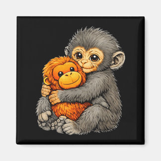 Punch monkey funny cute baby animal hugging plush  magneet