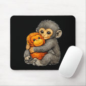 Punch monkey funny cute baby animal hugging plush  muismat (Met muis)