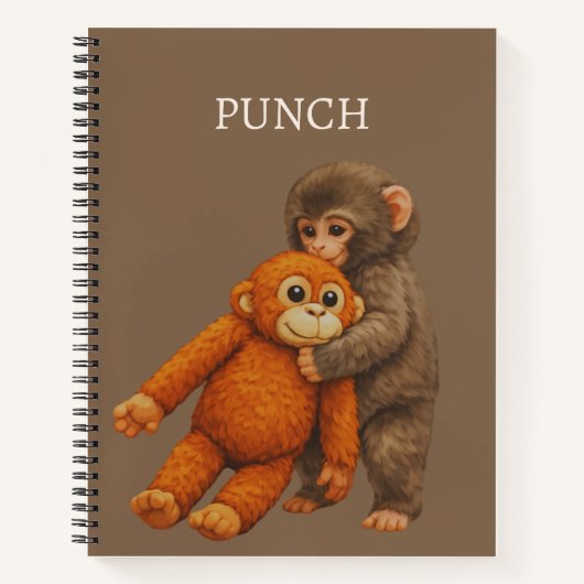 Punch Monkey Funny Notebook | Cute Cartoon Monkey Notitieboek (Voorkant)