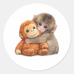 Punch Monkey Grappige Cartoon Grafische Dier Aap Ronde Sticker