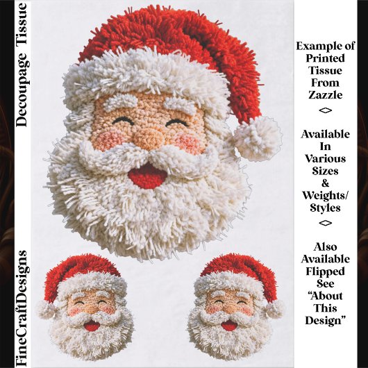 Punch Needle & Crochet Santa Faces ER6R Decoupage Tissuepapier