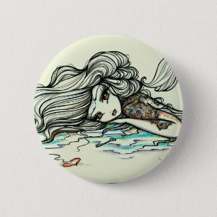 Punch of Color Mermaid Map Tattoo Fairy Fantasy Ronde Button 5,7 Cm