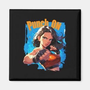 Punch On Sterke Vrouwen Kickbokser  Magneet