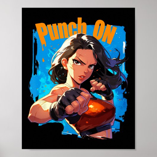 Punch On Sterke Vrouwen Kickbokser Poster (Voorkant)
