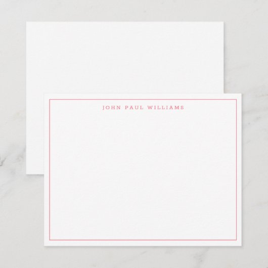 Punch roze Simple Professional Thin Border Notitiekaartje (Voorkant / Achterkant)
