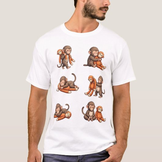 Punch The Baby Monkey Design T-shirt (Voorkant)