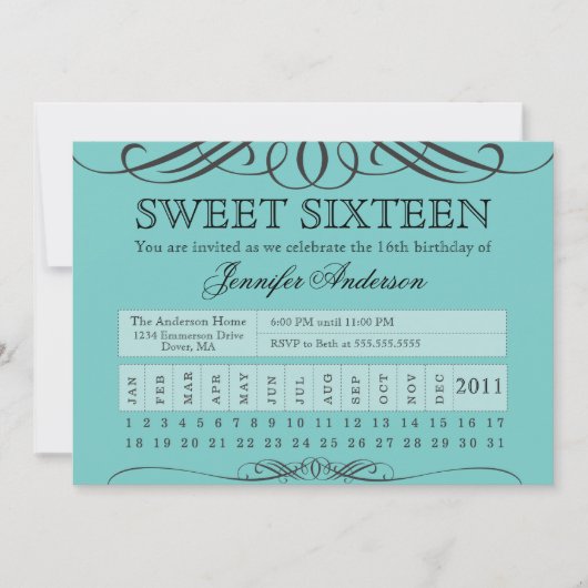 Punch Ticket Sweet Sixteen Kaart (Voorkant)