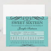 Punch Ticket Sweet Sixteen Kaart (Voorkant / Achterkant)