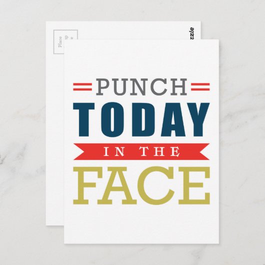 Punch Today in Face Funny Typografie Briefkaart (Voorkant / Achterkant)