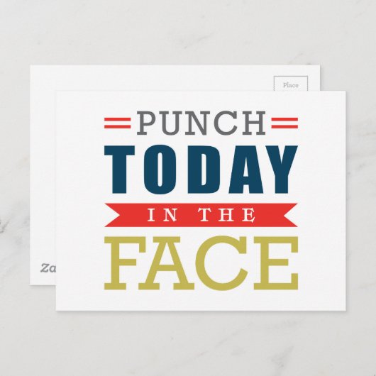 Punch Today in Face Funny Typografie Briefkaart (Voorkant / Achterkant)