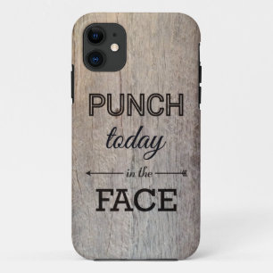 Punch Today in Face Funny Wood Texture Case-Mate iPhone Case
