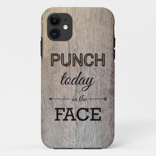 Punch Today in Face Funny Wood Texture Case-Mate iPhone Case (Achterkant)