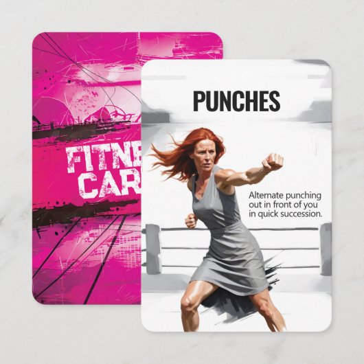 Punches Fitness Kaart met Roze Rug (Voorkant / Achterkant)
