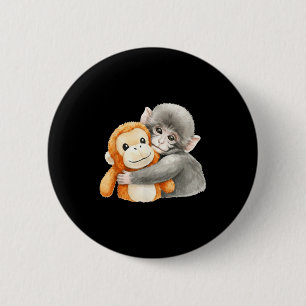 Punchkung de aap die knuffelvriend vasthoudt meme ronde button 5,7 cm