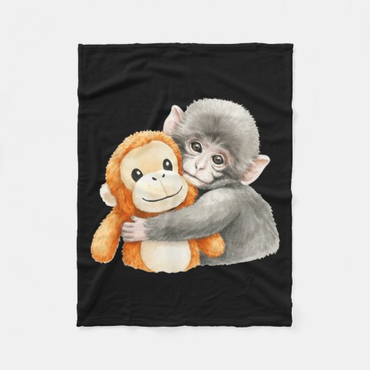 Punchkung the monkey holding plush friend meme fleece deken (Voorkant)