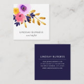 Punchy bloemblaadjes | Waterverf Bloemen | Zijontw Vierkante Visitekaartje (Voorkant / Achterkant)